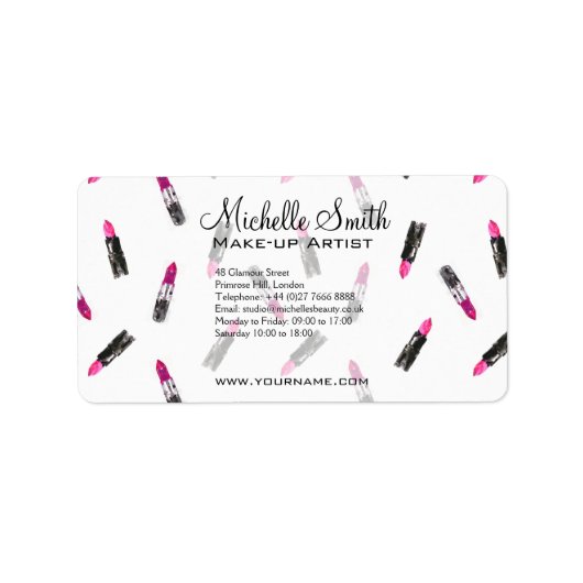 Étiquette Aquarelle rose rouge à lèvres marque de maquillage (Devant)