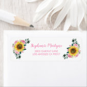 Étiquette Aquarelle rose tournesol Floral (En situation)