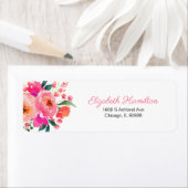 Étiquette Aquarelle rose vif Bouquet floral élégant (En situation)