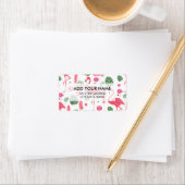 Étiquette Aquarelle rose vif tropicale flamingo florale (En situation)