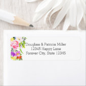 Étiquette Aquarelle rose violet Floral or étincelle (En situation)