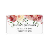 Étiquette Aquarelle Roses en rouge Bourgogne, rose pâle (Devant)