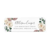 Étiquette Aquarelle Roses et orchidées Floral Adresse de ret (Devant)