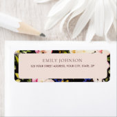 Étiquette Aquarelle Roses rose et jaune sur Noir, Anniversai (En situation)