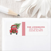 Étiquette Aquarelle Rouge Camion Werath Adresse de Noël (En situation)