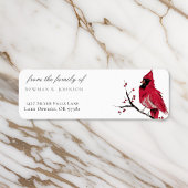 Étiquette Aquarelle rouge Cardinal Funeral Adresse de retour