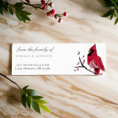 Étiquette Aquarelle rouge Cardinal Funeral Adresse de retour