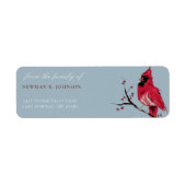 Étiquette Aquarelle rouge Cardinal Funeral Adresse de retour (Devant)
