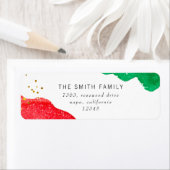 Étiquette Aquarelle rouge et verte Adresse de retour Abstrai (En situation)