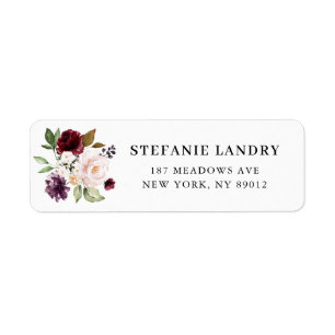 Étiquette Aquarelle rouge et violet automne Bouquet floral