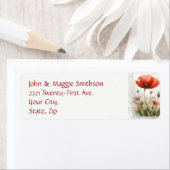 Étiquette Aquarelle Rouge Populations Jardin Fleur Art (En situation)