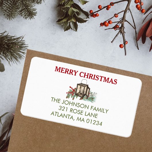 Étiquette Aquarelle rustique Berries à pin de Noël