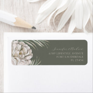 Étiquette Aquarelle rustique Floral Vert Adresse de retour