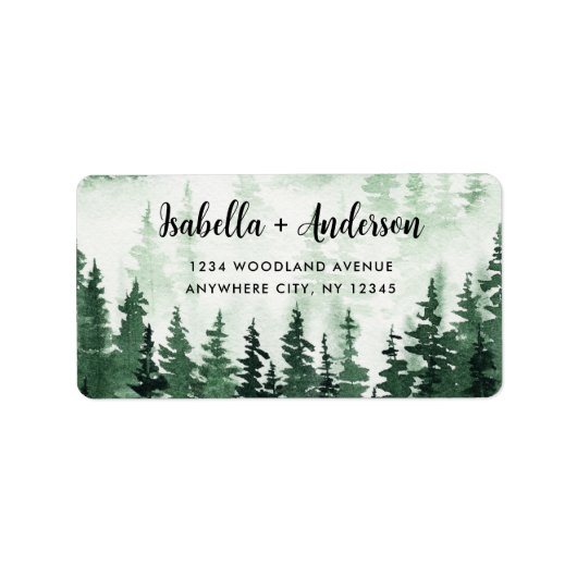 Étiquette Aquarelle Rustique Green Forest Adresse de retour (Devant)