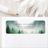 Étiquette Aquarelle rustique Mariage Destin de forêt verte (En situation)