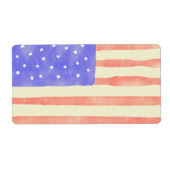 Étiquette Aquarelle rustique USA drapeau américain (Devant)