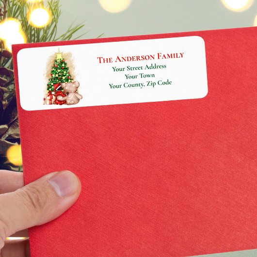 Étiquette Aquarelle saisonnière Arbre de Noël Nom de la pelo