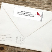 Étiquette Aquarelle simple classique hiver cardinal rouge