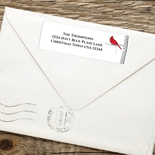 Étiquette Aquarelle simple classique hiver cardinal rouge