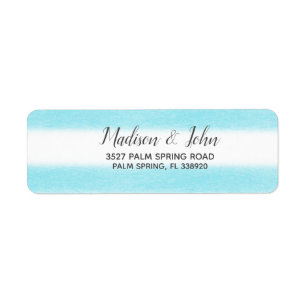 Étiquette Aquarelle Sky Blue Stripes Plage moderne Mariage