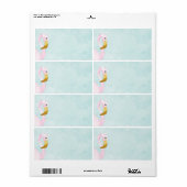 Étiquette Aquarelle Solo Flamant rose rose sur la plage (Feuille entière)