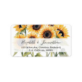 Étiquette Aquarelle stylée Tournesol Floral & Nom du script (Devant)