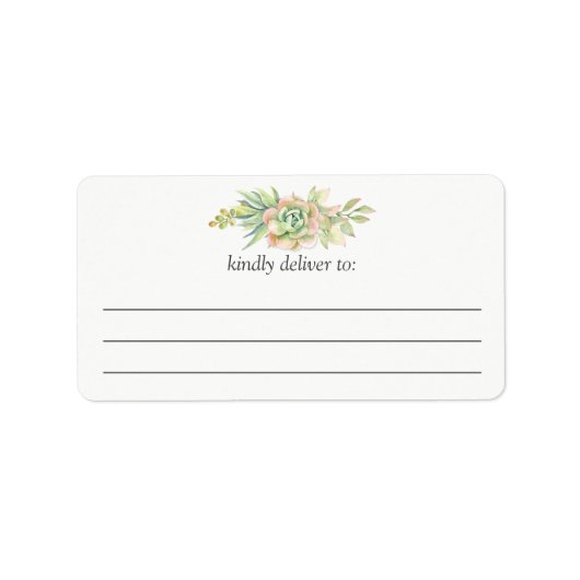 Étiquette Aquarelle Succulent Cactus Grande adresse d'écritu (Devant)