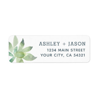 Étiquette Aquarelle Succulent Mariage Adresse de retour Étiq