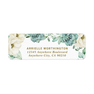 Étiquette Aquarelle Succulente Elégant Mariage floral ivoire