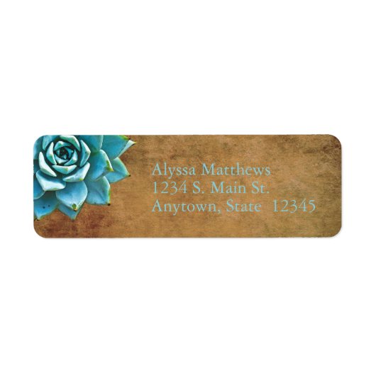 Étiquette Aquarelle Succulente Rustique Brown (Devant)
