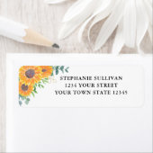 Étiquette Aquarelle Sunflower Eucalyptus Adresse (En situation)