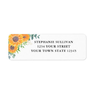 Étiquette Aquarelle Sunflower Eucalyptus Adresse
