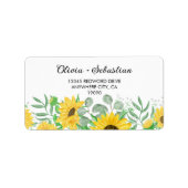 Étiquette Aquarelle Sunflowers Mariage RSVP Adresse (Devant)