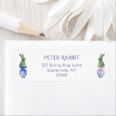 Étiquette Aquarelle Toile De Jouy Bunny Adresse de retour (En situation)