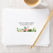 Étiquette Aquarelle Tropical Floral Flamant rose Adresse de  (En situation)