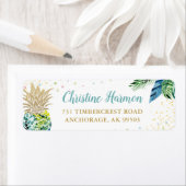 Étiquette Aquarelle Tropical Pineappal Beach Adresse de reto (En situation)