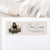 Étiquette Aquarelle Tropical Safari Jungle Lion (En situation)