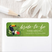 Étiquette Aquarelle Tropical Toucan Bride-to-Be Green ID577 (En situation)