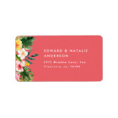 Étiquette aquarelle tropicale botanique coloré rose (Devant)