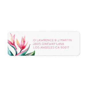 Étiquette Aquarelle tropicale de l'Oiseau du Paradis