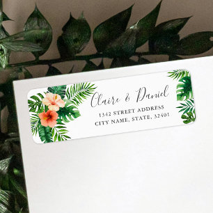 Étiquette Aquarelle tropicale Mariage floral Adresse de reto