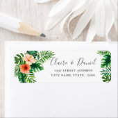 Étiquette Aquarelle tropicale Mariage floral Adresse de reto (En situation)