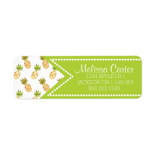 Étiquette Aquarelle tropicale Motif d'ananas (Devant)