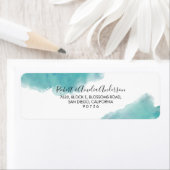 Étiquette Aquarelle Turquoise Bleu Abstrait Adresse de retou (En situation)