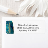 Étiquette Aquarelle Turquoise moderne Gold Agate Adresse (En situation)