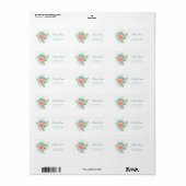 Étiquette Aquarelle Turquoise Ombre Rose (Feuille entière)