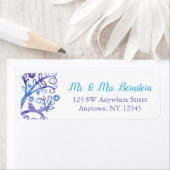 Étiquette Aquarelle Turquoise violette Arbre de vie Adresse  (En situation)