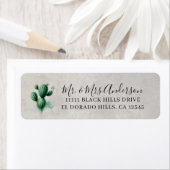 Étiquette Aquarelle Vert Cactus Gris Sud-Ouest Mariage (En situation)