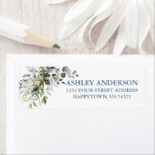 Étiquette Aquarelle Vert Dusty Blue Adresse de retour (En situation)