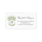 Étiquette Aquarelle Vert et Blanc Hydrangea Crest Adresse (Devant)